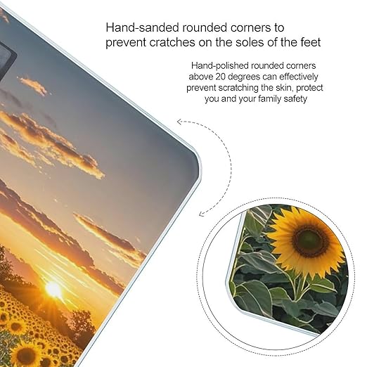 Beautiful Sunflower Field Sunset Scale for Body Weight Highly Accurate Digital Bathroom Body Scale Digital Bathroom Scales for People Anti-Slip Large LCD Display Smart Scales