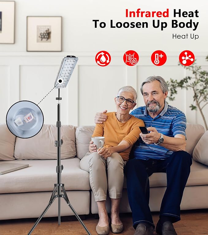 Red Light Therapy Lamp Infrared Light Therapy with Stand - 660nm Redlight and 850nm Near Infrared Light Device for Body Pain Relief Skin Care