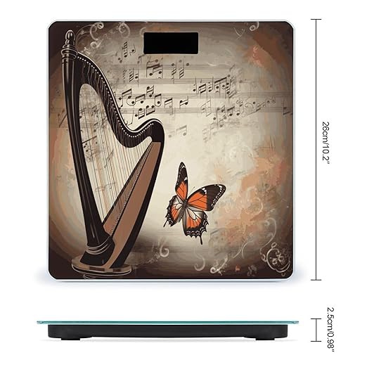 Music Background with Harp and Butterfly Bathroom ScaleHighly Accurate Digital Weighing Machine for People Bright LED Display Weight Scale for The Aldult Home Use