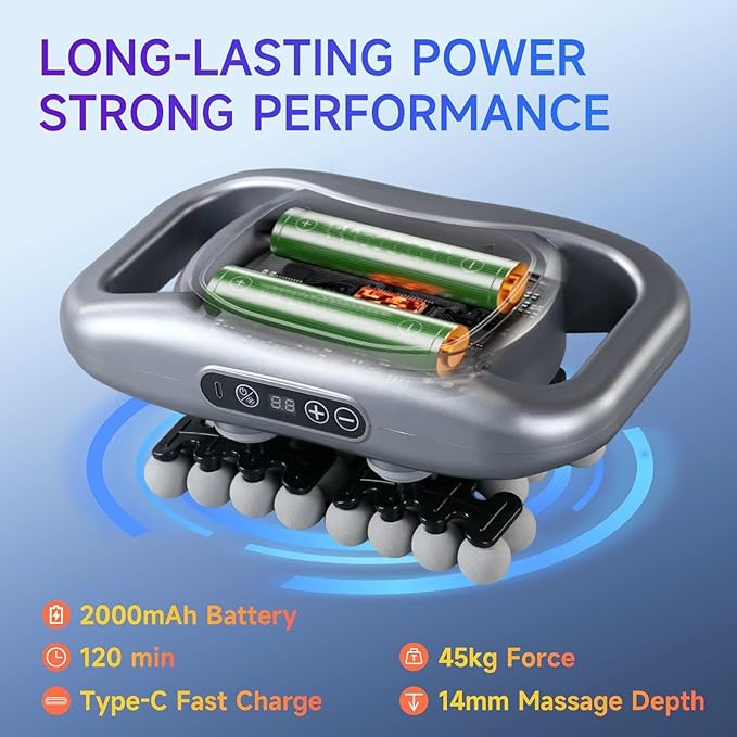 16-Head Massage Gun Set Deep Tissue Percussion Massager Electric Muscle Massager with 9 Adjustable Speeds Portable for Home Gym Office Travel (Gray 42-Head)