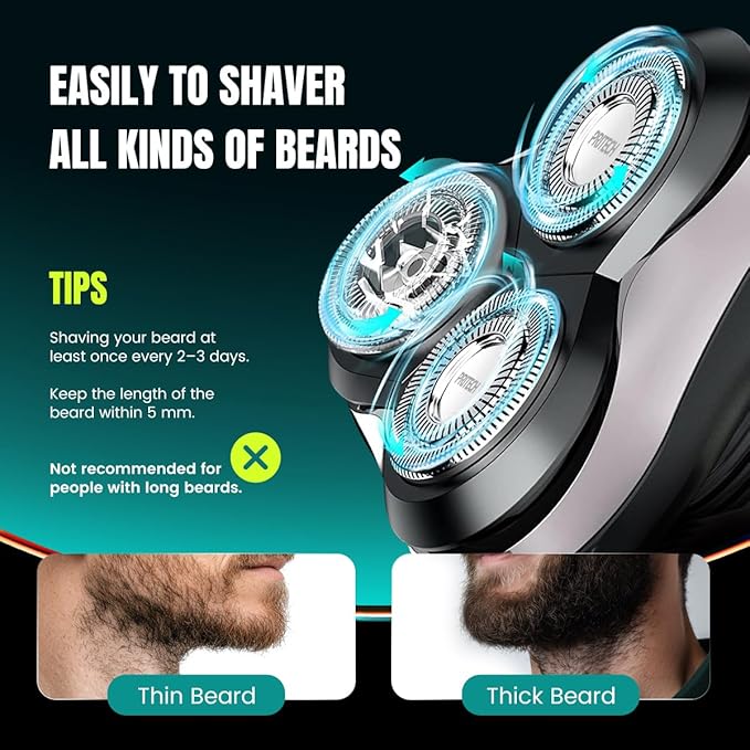 Electric Razor for Men - Rechargeable Electric Shaver for Men Rechargeable Waterproof Wet Dry Cordless Razor