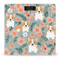 Corgi Floral Flowers Spring Garden Scale for Body Weight Sturdy Tempered Glass Weighing Scales with LCD Display Accurate Digital Bathroom Scale Convenient Body Fat Smart Scales Easy Read
