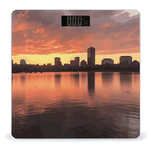 Boston Charles River City Skyline Sunset Bathroom ScaleHighly Accurate Digital Weighing Machine for People Bright LED Display Weight Scale for The Aldult Home Use