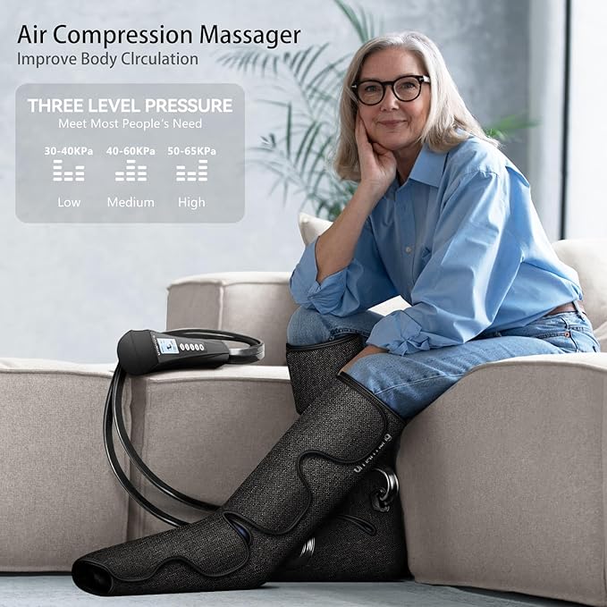 UMARMUNG Air Compression Leg Massager with Heat Gifts for Women Men Mom Dad Leg Foot Massager Gift for Christmas Fathers Day Mothers Day Vericose Veins Edema Muscle Fatigue Cramps Swelling