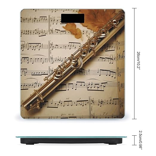 Flute Music Scale for Body Weight High Precision Digital Weight Scales with LCD Display Anti-Slip Sturdy Slim Tempered Glass Bathroom Scale for Home Use