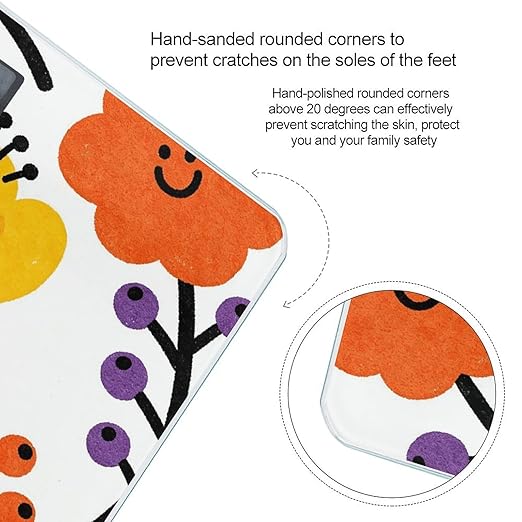 Flower Branch Pattern Cute Weight ScaleClear LED Display Bathroom Digital Weighing ScaleTempered Glass Digital Bathroom Scale for Body Weight Capacity Up to 400 Lbs