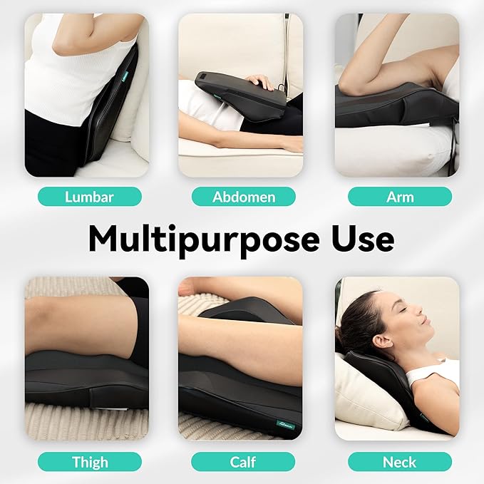 Snailax Shiatsu Lower Back Neck Massager with Heat Kneading Back Massager for Back Pain Relief Deep Tissue Vibration Massage Pillow Ideal Gifts for Men Women Mom Dad