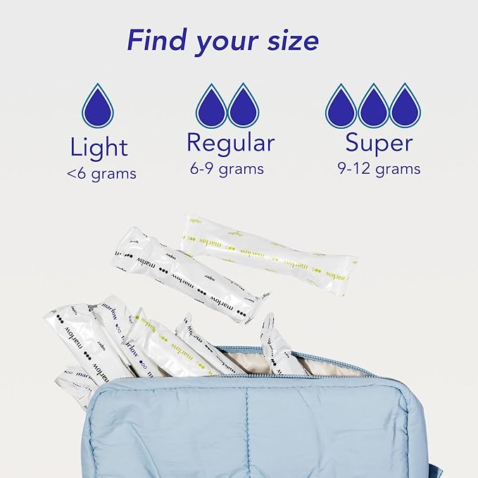 Marlow 100% Organic Cotton Easy Glide Tampons with Compact Plant Based BPA Free Applicator Chlorine Free Toxin Free Hypoallergenic Dermatologically Tested Fragrance Free Light 54 Count