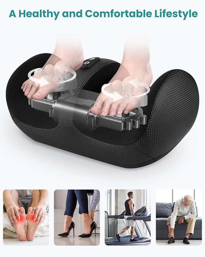 Nekteck Foot Massager with Heat &amp Foot Roller Shiatsu Calf Leg Massager for Circulation and Neuropathy Pain Relief for Feet Care Home Office Gadgets Relaxing Massage Tools Gifts for Women Men Mom