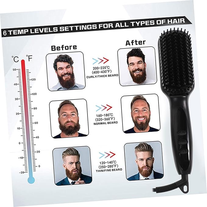 VICASKY Beard Straightener Comb Straightener Brush Fast Heating PTC Element Rotating Power Cord Safe Styling Tool for Mens Hair and Beards Multi Function Hair