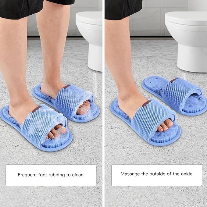 Silicone Foot Scrubber Slippers 360 Degree Shower Cleaner with Suction Cup for Feet Cleaning Shower Foot Scrubber Foot Scrubber Slippers Non Slip Shower Foot Scrubber Shower Foot