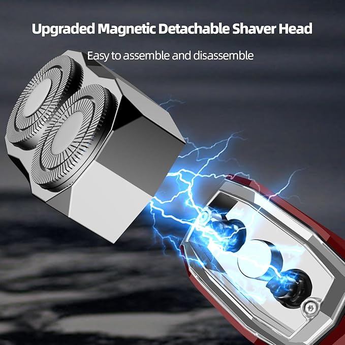 Cyberpunk Mini Electric Shaver Portable Electric Razor for Men Smart Display IPX7 Waterproof Wet &amp Dry Shaving Rechargeable Cordless Rotary Shaver for Home Office Car Gifts