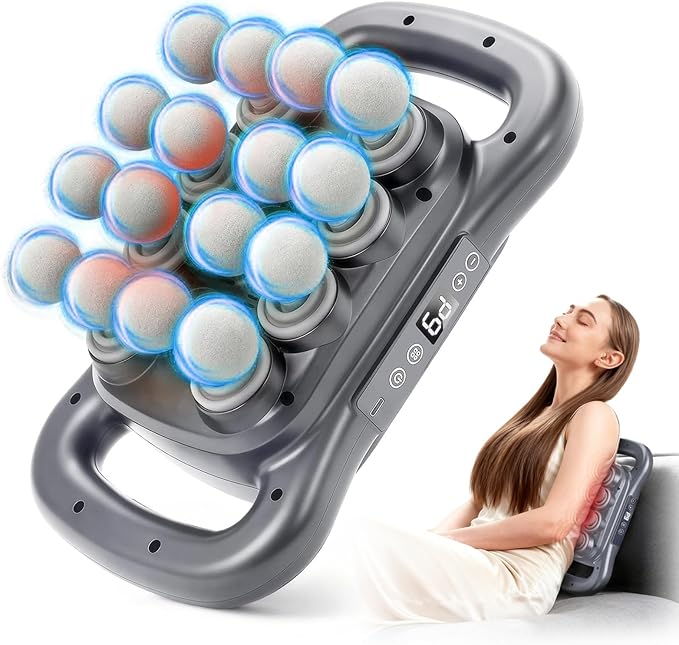 16-Head Massage Gun Deep Tissue Massager with 9 Modes &amp Levels Quiet Muscle Massage Gun for Back Shoulders Legs Foot Body Muscle Pain Relief Dark Grey