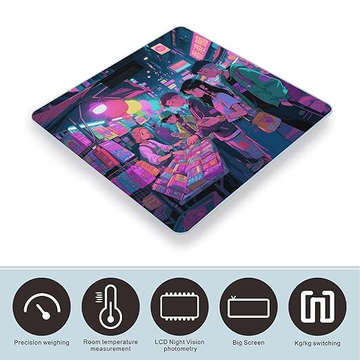 Youth in HK Night - Market Weight Scale Large Digital Bathroom Scales with Bright LED Display Non Slip Digital Scale and Step On Fashion Weighing Machine for Body