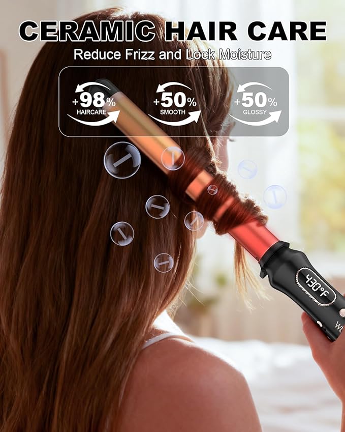 Curling Wand 1 InchCurling Iron Long Barrel Professional for Long HairClamp Free Curling Wand for Quick Styling.