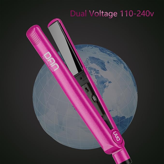 Dan Technology 2-in-1 1 Ceramic Flat Iron: Dual Voltage Adjustable Temperature Professional Straightener for Black Hair