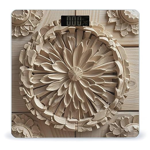 Wood Carving Texture Scale for Body Weight Digital Bathroom Scale Toughened Glass High Precision Scales for Body Weight with Large LCD Backlight Display Weight Scales