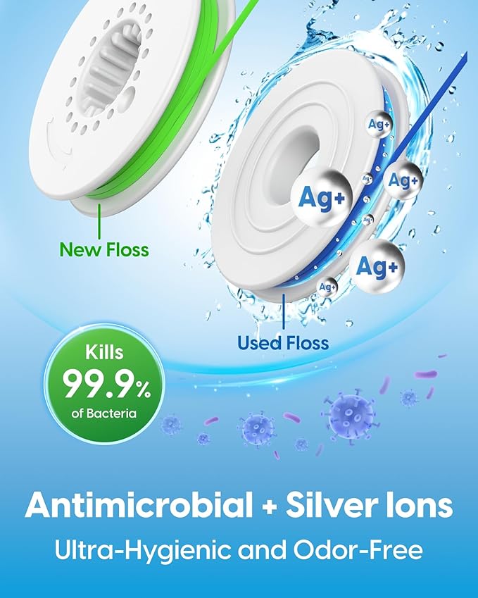 UpFlosser C1S Value Color Duo Bundle 2 UpFlosser C1S + 3 Extra Unflavored Floss Capsules Reusable Auto-Restringing Flosser for Quick &amp Deep Clean (Reef Green + Sand Yellow)