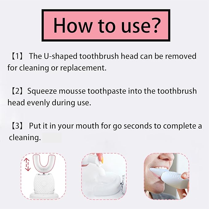 Ultrasonic Toothbrush for Adults - Automatic Electric Toothbrush with Soft Bristles &amp 30s Timer Rechargeable Portable Design with Wireless Charging Waterproof &amp Washable for Travel &amp Home