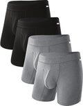 BAMBOO COOL Men's Ultra ComfortSoft Underwear Moisture Wicking &amp Breathable No Ride Up Boxer Briefs with Fly Multipack