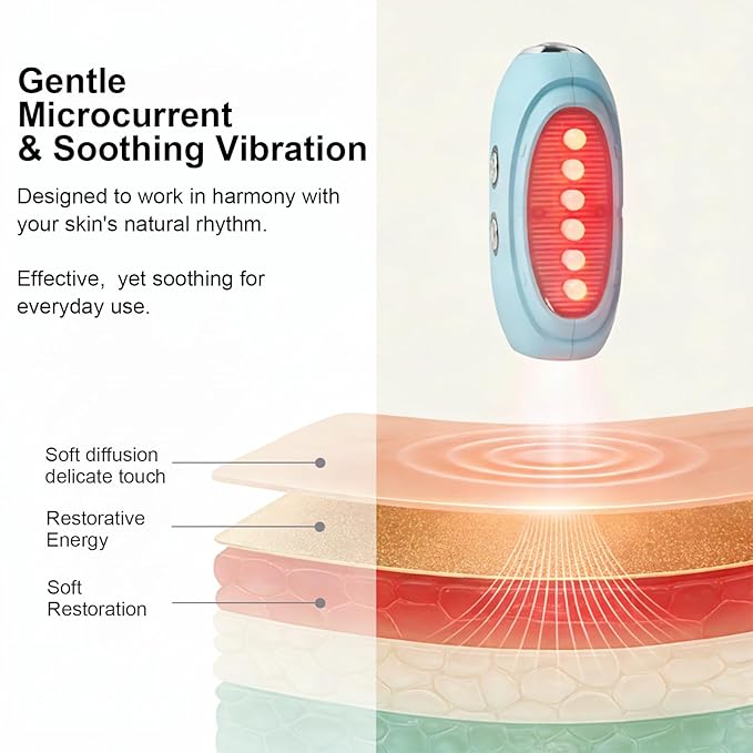 Face Massager Tool with Red Light Therapy for Face Jade＆Rose Quartz Microcurrent Facial Device with Vibration＆7-Color LED Warm Heat Gua Sha Facial Tools for Lifting De-Puffing Lymphatic Drainage