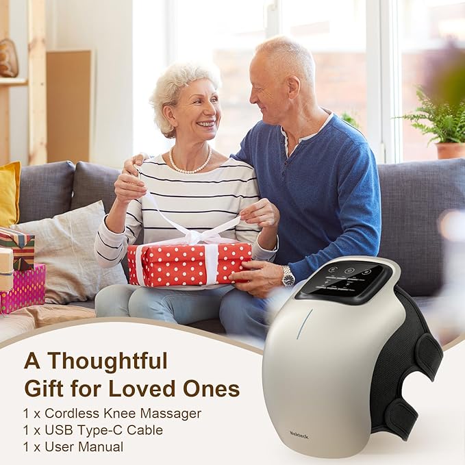 Nekteck Knee Massager Cordless Knee Massage for Pain Relief with 3 Heating Levels &amp Vibration Modes Smart Knee Massage with Heat Gentle Lights FSA Eligible Ideal Gifts for Men Women Him Her