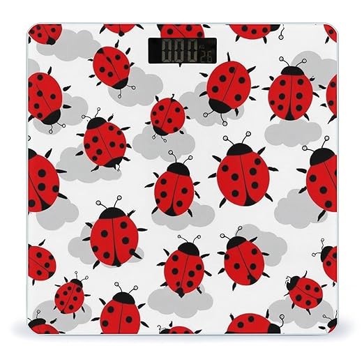Men's Fashion Automatic Switch Digital Bathroom Weighing Scale Smart Scale Red Black Dots Ladybugs Pattern