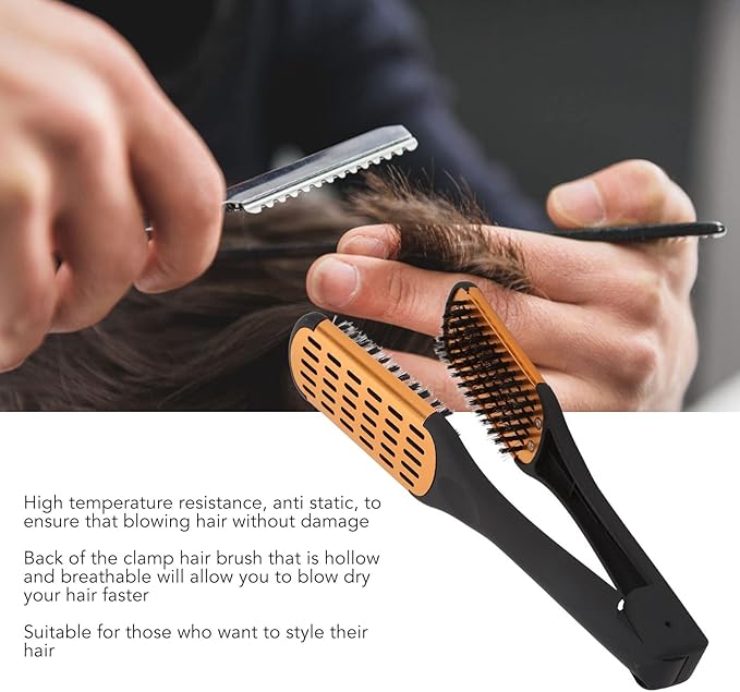 Hair Straightening Comb Double Sided Straightening Detangler Comb Hair Straightening Comb Styling Tools Flat Brush Spring Elasticity Softness Beard for Wet Dry