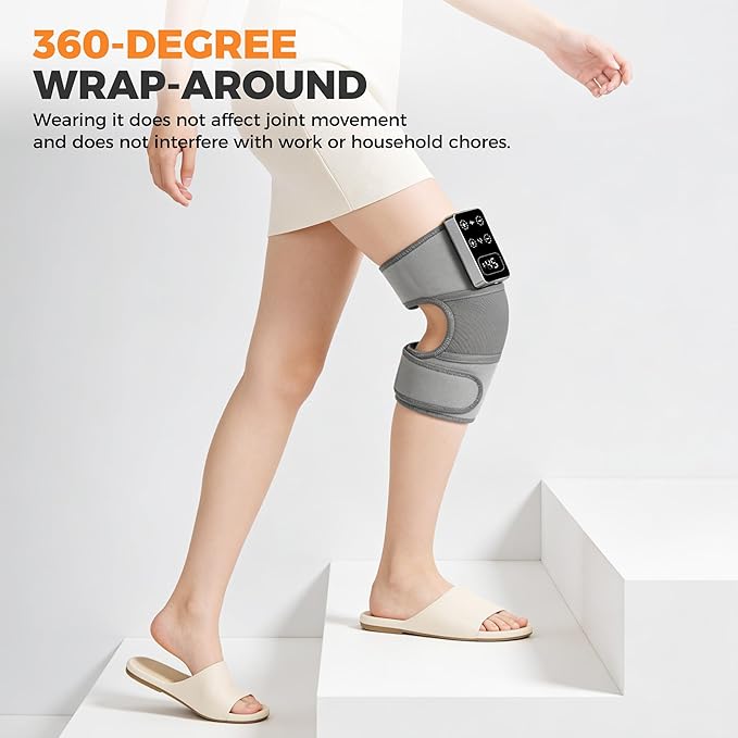 YAZHI Cordless Knee Massager for Pain Relief – Electric Heated Knee Brace 5 Heat Levels &amp 3 Massage Modes Gifts for Men and Women 2pack