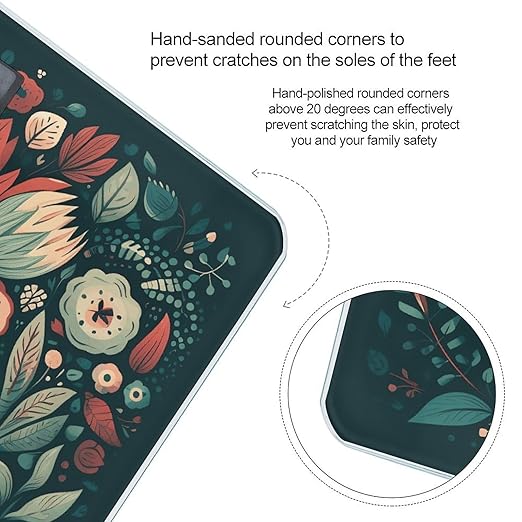 Flower Shape Pattern Scale for Body Weight Anti-Slip Tempered Glass Digital Bathroom Scales Clear LCD Display Weighing Scale Safe Rounded Corners Smart Scales