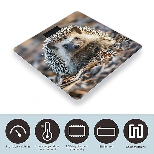 Hedgehog Bathroom Scale Automatic Power On/Off Body Scales LCD Backlight Display Square Digital Scale Rounded Corners Bathroom Scales for Home Bedrooms