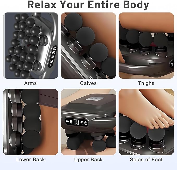 Kalamera Massage Gun with 24 Heads Quiet Handheld &amp Hands-Free Muscle Massager for Workout Recovery Office Relaxation and Home Use Rechargeable for Back Shoulders Legs &amp Feet