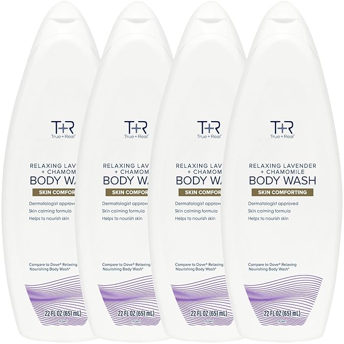 True+Real Relaxing Lavender Body Wash 22 oz 4 Pack