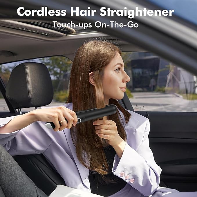 SUNMAY Cordless Hair Straightener 0.85 Inch Titanium Portable Hair Straightener for Travel Cordless Mini Flat Iron Hair Straighteners and Curlers 2 in 1 Dual Voltage On-The-Go &amp 20S Fast Heat