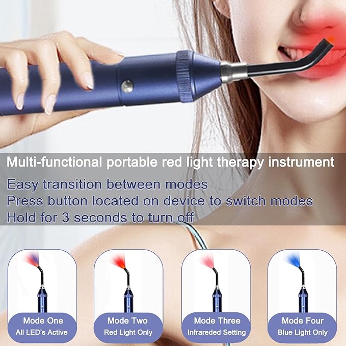 JINGYAN Portable Red Light Therapy Device with 5 WavelengthsNear Infrared Light Therapy with Removable Tip for Multi-Area Comfort Support
