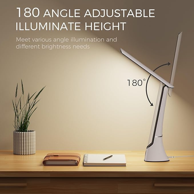 Light Therapy Lamp 10000 LUX UV-Free LED Sunlight Light Full Spectrum Mood Light Happy lamp Touch Control Desk Lamp with Night Light Function Work Office Home -White