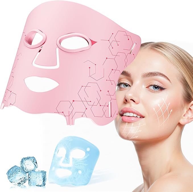 LED Light Therapy Mask (E106A) for Face Infrared Red Light Therapy Mask Soft Silicone Rechargeable Red Light Therapy with Timer for Home &amp Travel