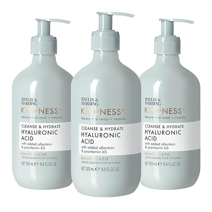 Baylis &amp Harding Kindness + Hyaluronic Acid Pear &amp Orange Blossom Fragrance 16.9 fl. oz Cleanse &amp Hydrate Hand Soap (Pack of 3) - Biodegradable Formula - Vegan Friendly