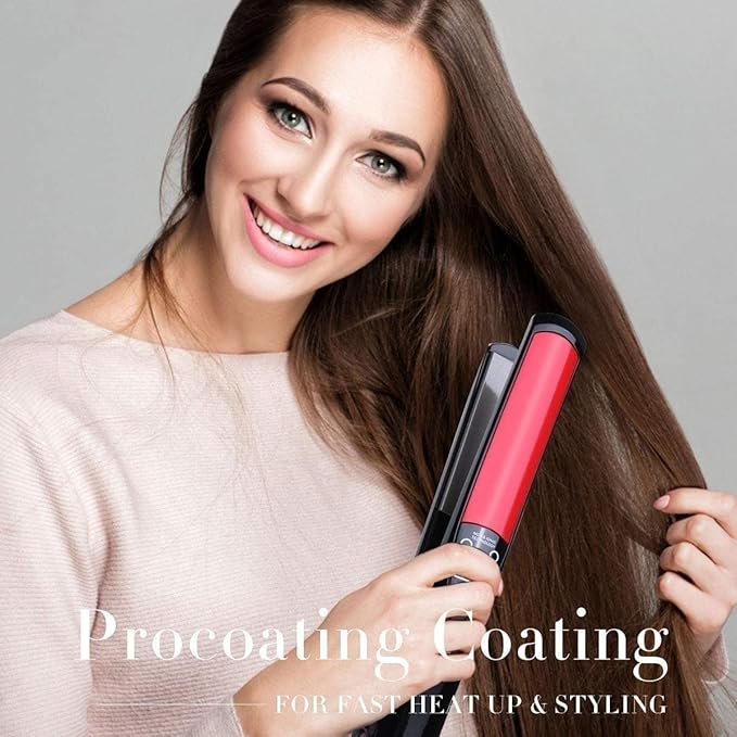 Hair Straightener 2-in-1 Straightener and Curler for All Hairstyles Heats Up Fast Hair Straightening Iron LCD Display Gift for Girls Women