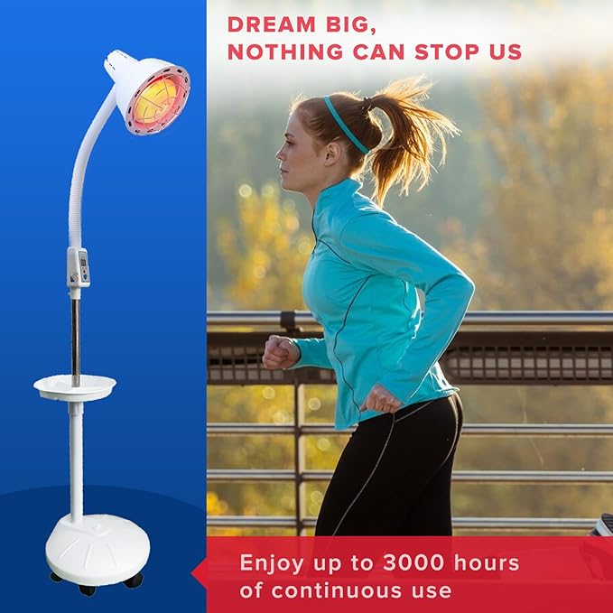 Infarex Stand-up Infrared Lamp | 275W Red Light Therapy Heat Bulb 3000h 110V | Rotating Adjustable Portable | Pain Relief Muscle Aches | Home Spa Dermatology Clinic Beauty Salon