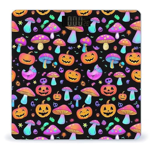 Women's Digital Bathroom Weighing Scale Automatic Switch Energy Saving Scale Smart Scale for Body Weight Halloween Pumpkin Trippy Mushroom