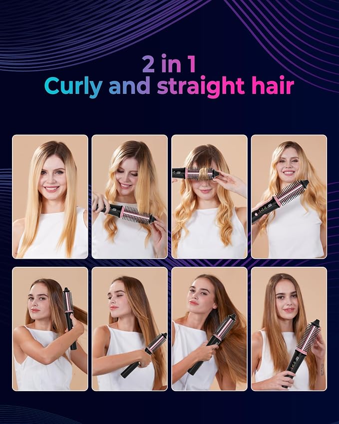 Cordless Curling Brush4000 mAh USB Cordless Hair Curler with 3 Temp Setting Mini Travel Curling Iron Rechargeable Ceramic Battery Powered Curling Iron