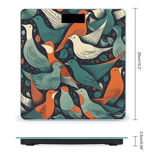 Flock of Birds Scale for Body Weight Anti-Slip Sturdy Tempered Glass Weighing Machine Highly Digital Accurate Bright LCD Bathroom Scale for Household Gift