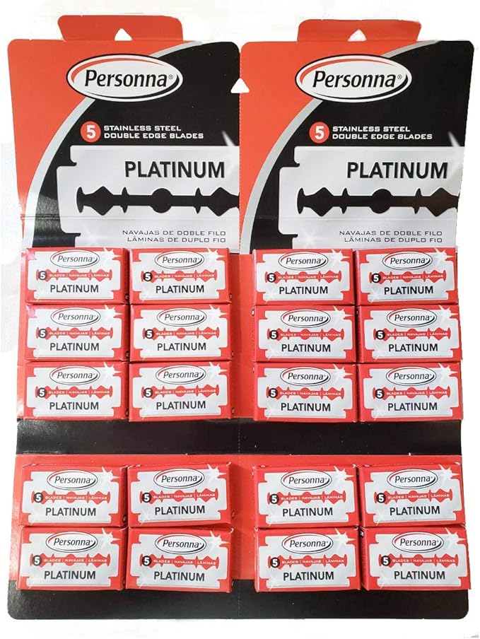 Personna Platinum Red Chrome Double Edge Stainless Steel 100 Blades 20BX