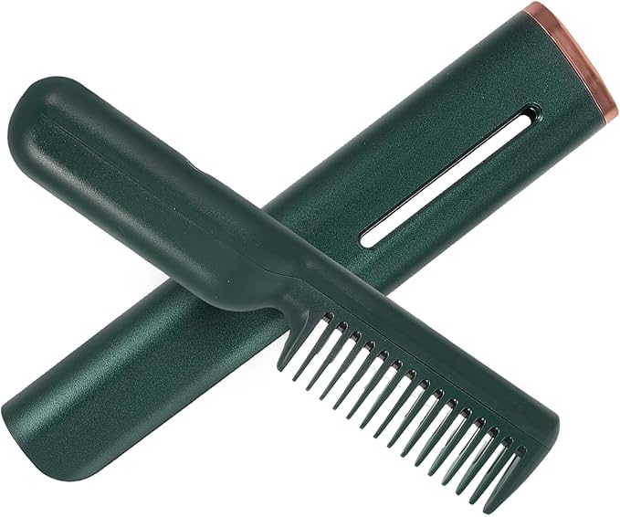 ABOOFAN Temperature Electric Hair Straightener Brush for Thick Hair Protective Heated Styling Comb with Ceramic Plates for Curling and Straightening Portable USB Powered Tool for Travel