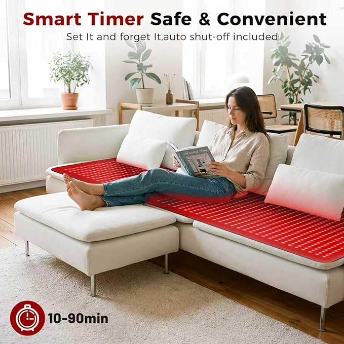 Full Body Red Light Therapy Mat 2in1 LEDs (660nm&amp 850nm) Red Light Therapy Blanket 76.8” x 33.4” Premium Material Adjustable Timer &amp Intensity