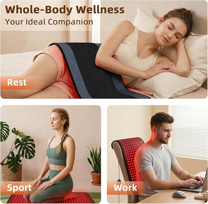 Red Light Therapy Pad for Body 242 LEDs Infrared Red Light Therapy Belt for Back Shoulder Neck and Leg 24’’ x 12’’Large Size Infrared Heating Pad with Adjustable Strap Home Office Use