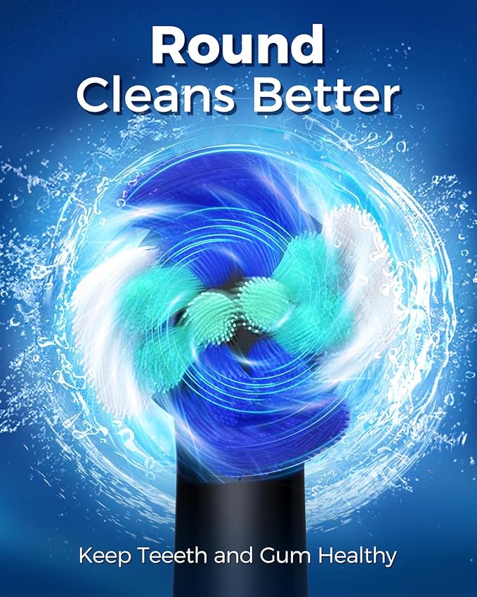 TEETHEORY Rotating Electric Toothbrush for Adults with 8 Brush Heads (2 Types) 4 Modes Deep Clean Electric Toothbrush with Rechargeable Power and 2 Min Smart Timer (1- Black with travelcase)