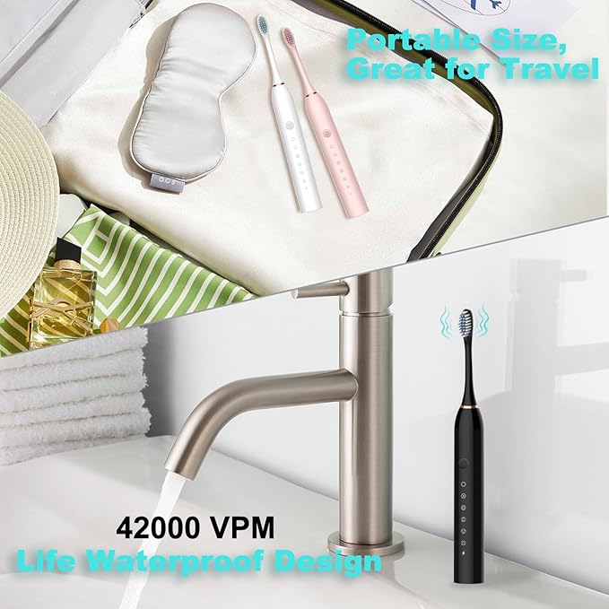3 Pack Electric Toothbrush for Adults6 Mode Rechargeable Electric Toothbrushes with 12 Replacement Brush Head Fast Charge 2 Min and 30s Timer for Travel Business