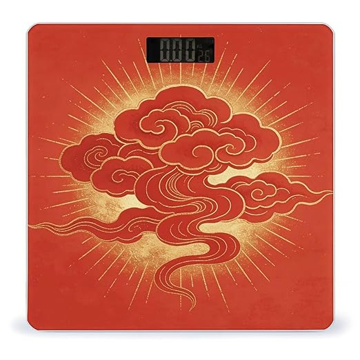 Auspicious Red Cloud Smart Scale for Body Weight Digital Bathroom Scale Toughened Glass Weight Scale with Large LCD Backlight Display High Precision Scales Weighing Machine